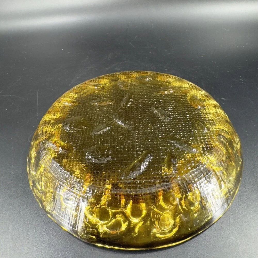 Round Art Glass Dish Plate‎ Thick Glass Textured Center Trinket Glass Decor